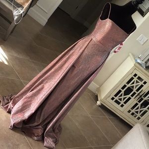 Glamour by Terani Couture back zip gown, color is coral gold, size 0, NWT